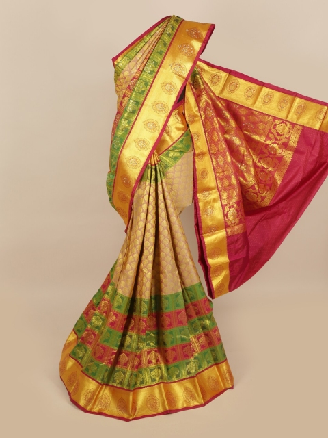 

Pothys Beige & Golden Ethnic Motifs Stone Work Detail Saree