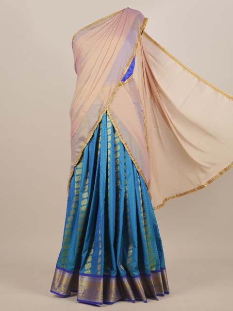 

Pothys Blue & Cream-Coloured Woven Design Saree