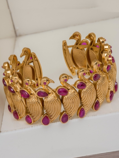 

Alankruthi Women Gold-Plated Magenta Kada Bracelet