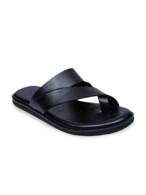 

RAPAWALK Men Black Leather Comfort Sandals