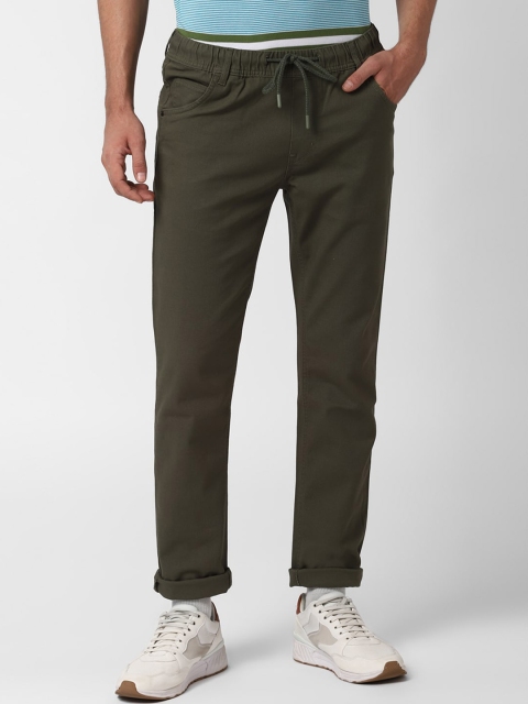 

Peter England Casuals Men Olive Green Solid Slim Fit Trousers