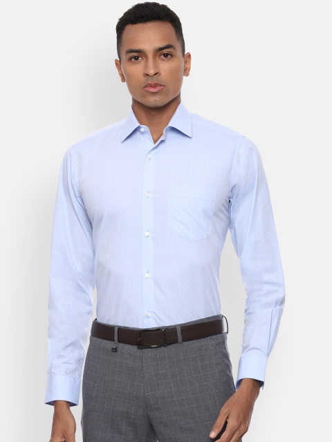 

Van Heusen Men Blue Self Design Formal Shirt