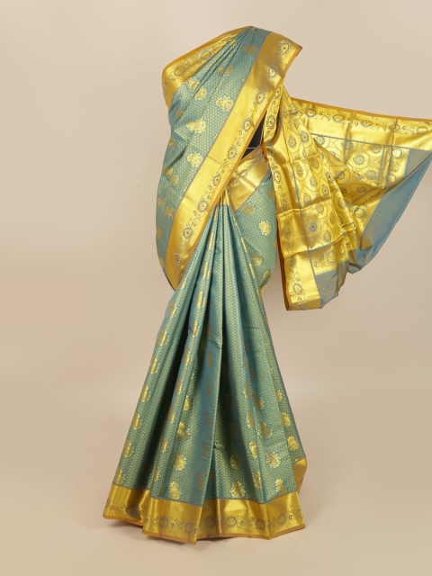 

Pothys Blue & Golden Ethnic Motifs Woven Design Saree