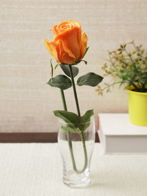 

HomeTown Yellow & Green Elora Single Rose Polyester Artificial Flower