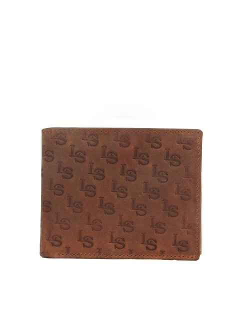 

LOUIS STITCH Men Tan Textured Leather Two Fold Wallet with RFID