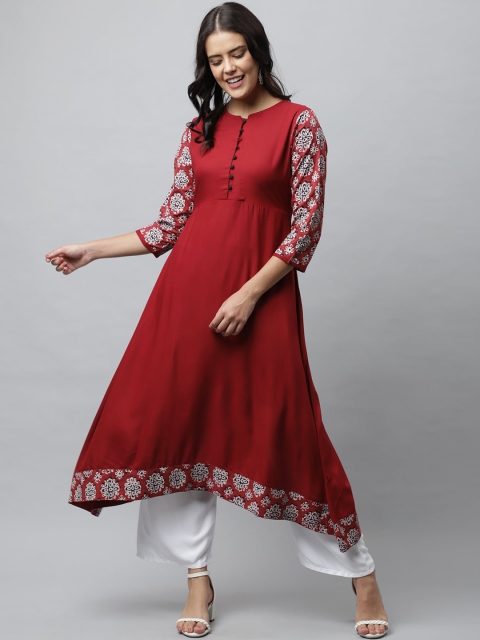 

HERE&NOW Women Red Ethnic Motifs Printed Kurta