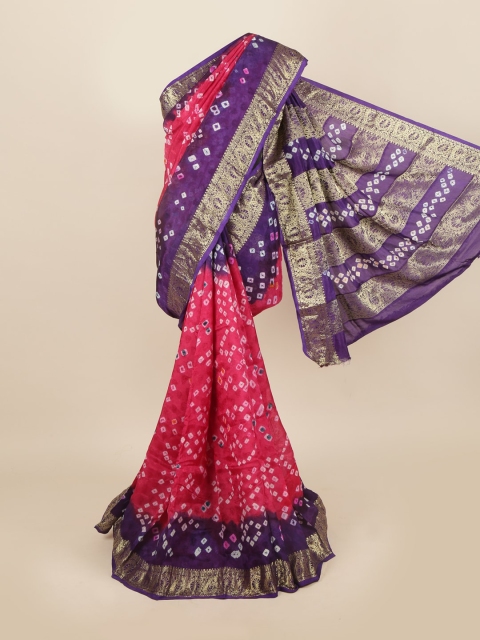 

Pothys Pink & Purple Bandhani Zari Art Silk Saree
