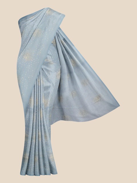 

Kalamandir Blue & Silver-Toned Embellished Saree
