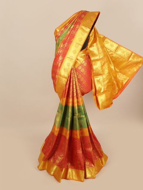

Pothys Pink & Golden Ethnic Motifs Stone Work Saree