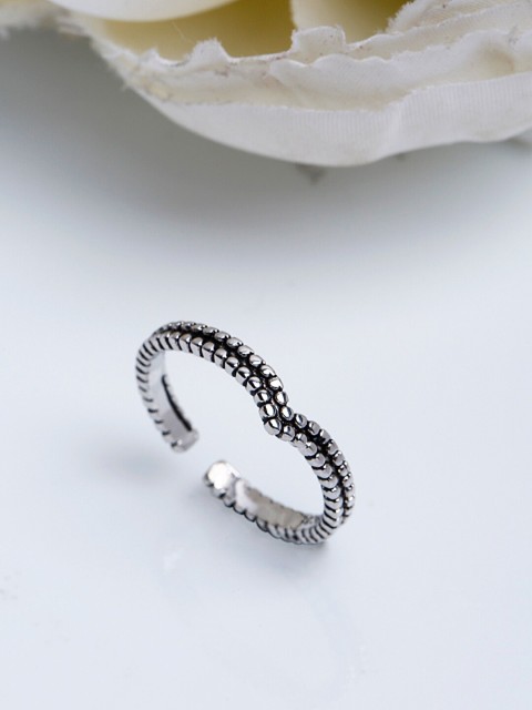 

Shining Diva Platinum-Plated Silver-Toned Adjustable Finger Ring
