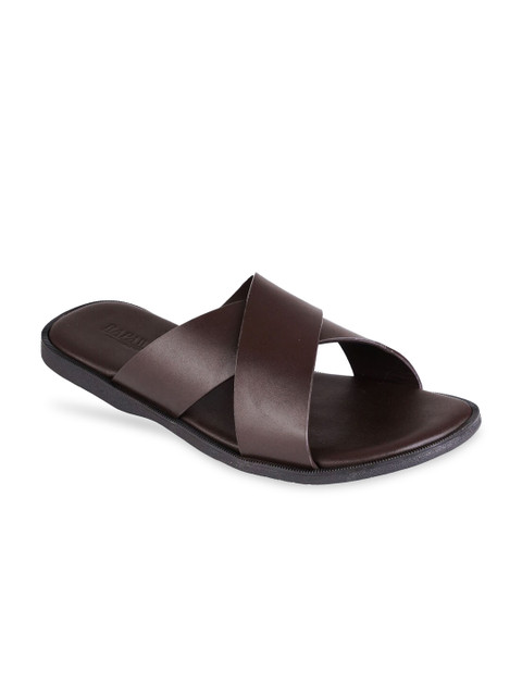

RAPAWALK Men Brown Leather Comfort Sandals