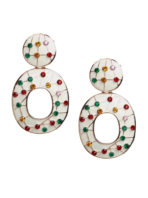 

YoungWildFree Women White Geometric Drop Earrings