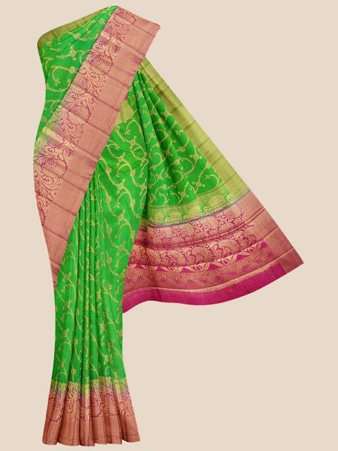 

Kalamandir Green & Pink Floral Zari Banarasi Saree
