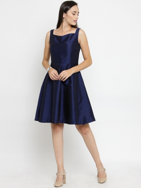 

Just Wow Women Navy Blue Fit and Flare Dress