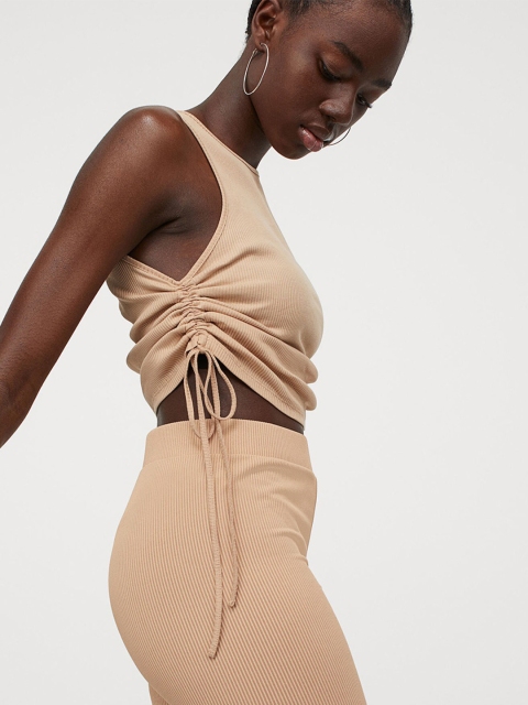 

H&M Women Beige Drawstring Vest Top