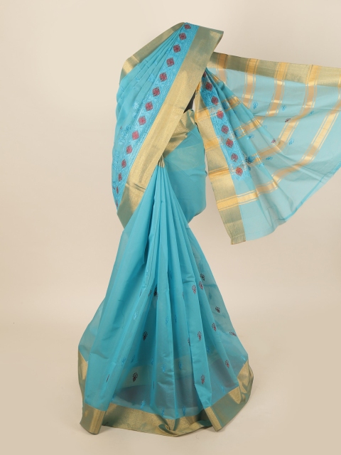 

Pothys Blue & Red Ethnic Motifs Silk Cotton Saree
