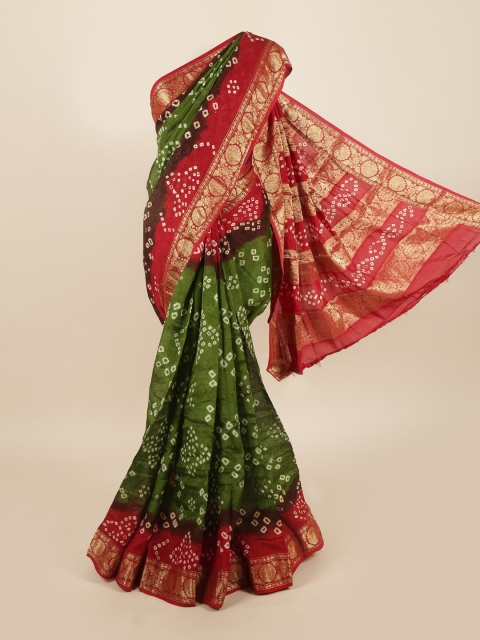 

Pothys Green & Red Bandhani Art Silk Saree