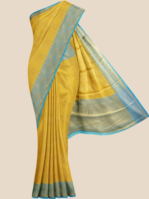 

Kalamandir Golden & Blue Woven Design Banarasi Saree, Gold