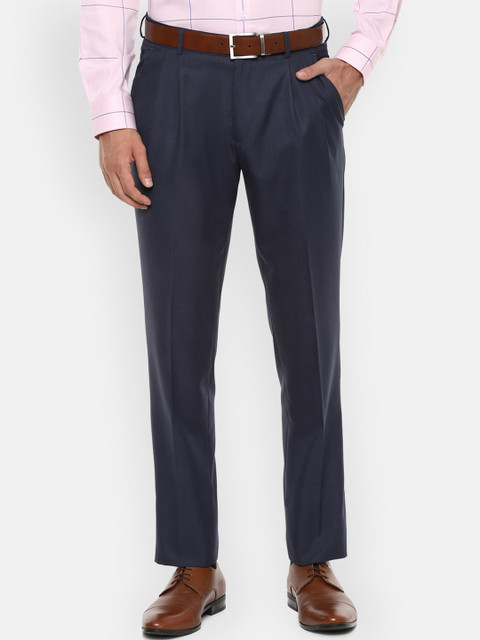 

Louis Philippe Men Grey Pleated Formal Trousers
