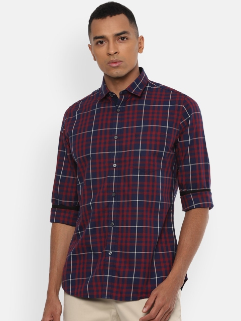 

Van Heusen Sport Men Navy Blue Slim Fit Tartan Checks Checked Casual Shirt
