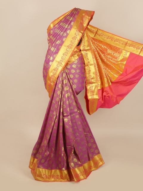 

Pothys Pink & Golden Ethnic Motifs Woven Design Saree