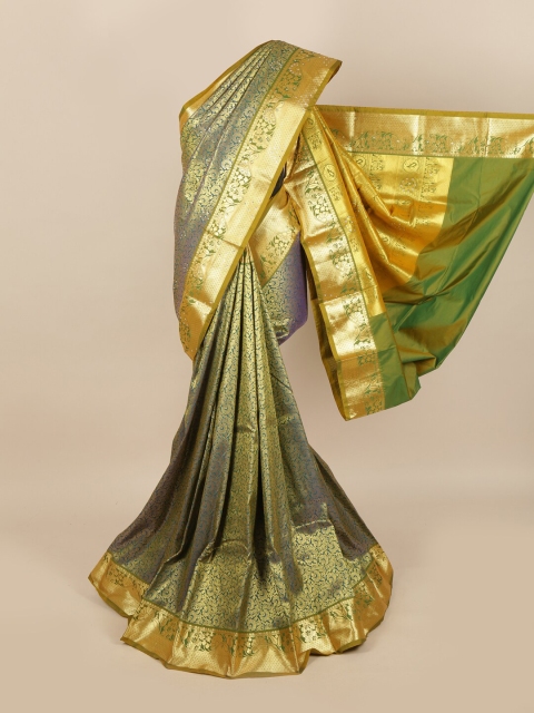 

Pothys Golden & Green Ethnic Motifs Stone Work Detail Saree, Gold