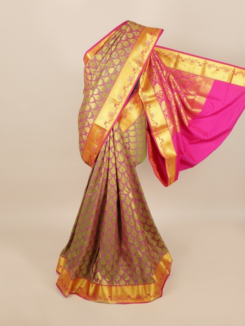 

Pothys Purple & Golden Ethnic Motifs Woven Design Silk Blend Saree