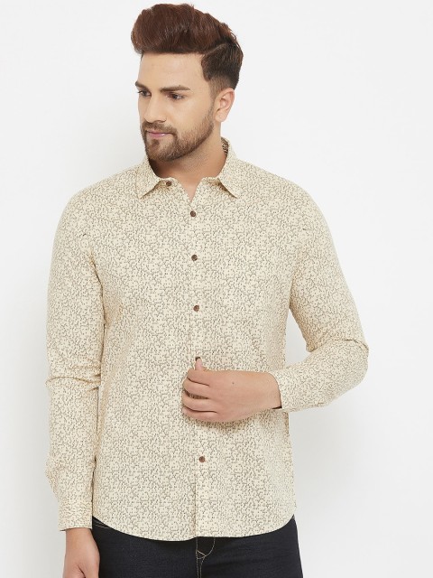 

Canary London Men Cream-Coloured Slim Fit Printed Casual Shirt