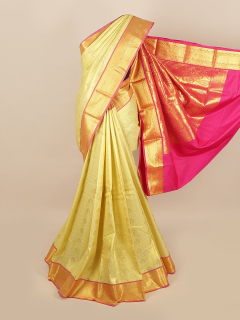 

Pothys Beige & Golden Ethnic Motifs Woven Design Saree
