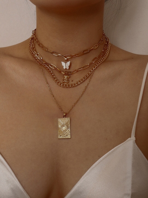 

YoungWildFree Gold-Toned Brass Gold-Plated Layered Necklace