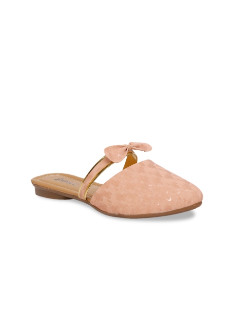

Denill Women Peach-Coloured Embellished Bow Detail Mules