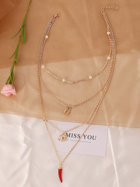 

YoungWildFree Gold-Plated White Brass Layered Necklace