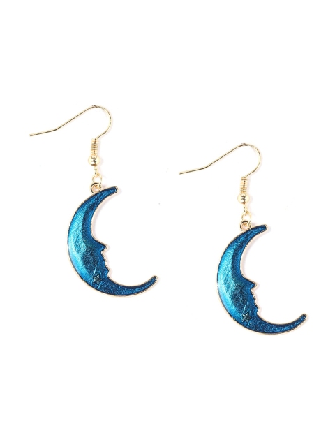 

YoungWildFree Gold-Plated & Blue Rhinestone Contemporary Drop Earrings