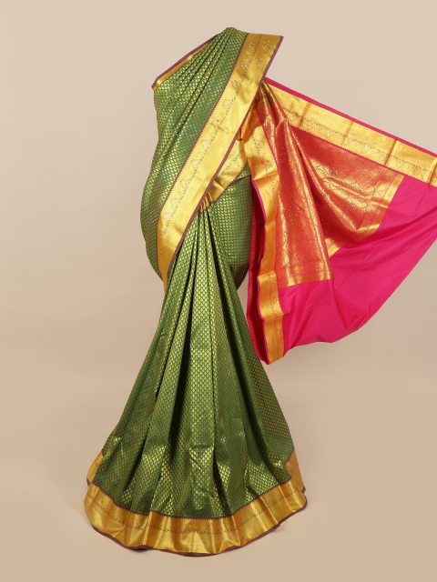 

Pothys Green & Golden Ethnic Motifs Woven Design Saree