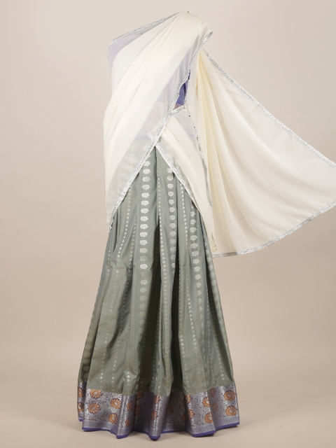

Pothys Grey & Off White Woven Design Half and Half Saree