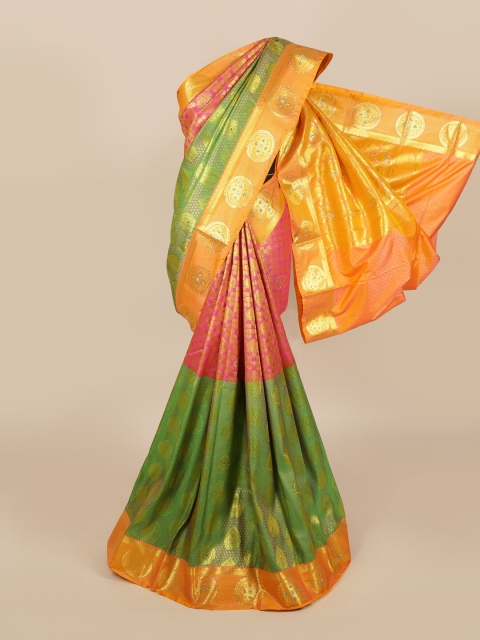 

Pothys Green & Golden Ethnic Motifs Woven Design Saree