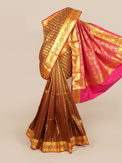 

Pothys Maroon & Golden Ethnic Motifs Stone Work Detail Saree