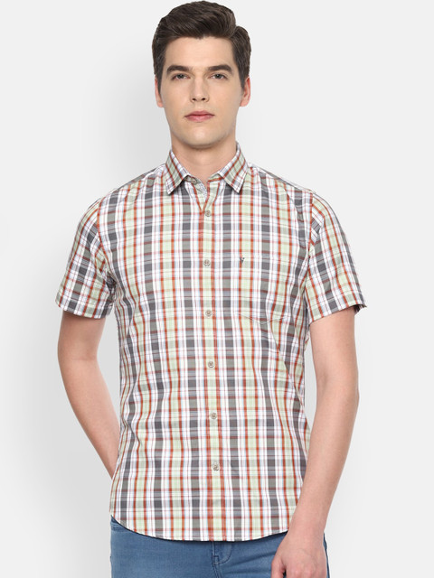 

Van Heusen Sport Men Cream-Coloured Slim Fit Checked Casual Shirt