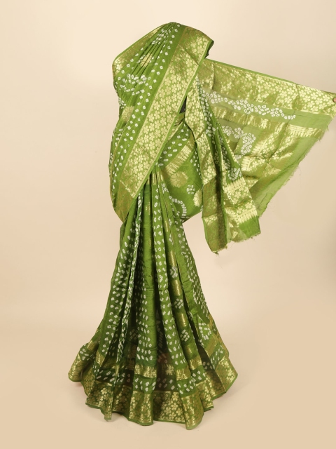 

Pothys Green & Gold-Toned Woven Design Art Silk Saree