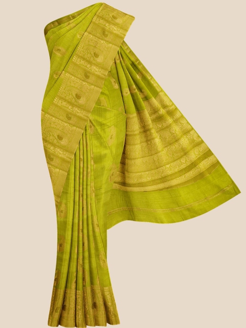 

Kalamandir Olive Green & Golden Paisley Banarasi Saree