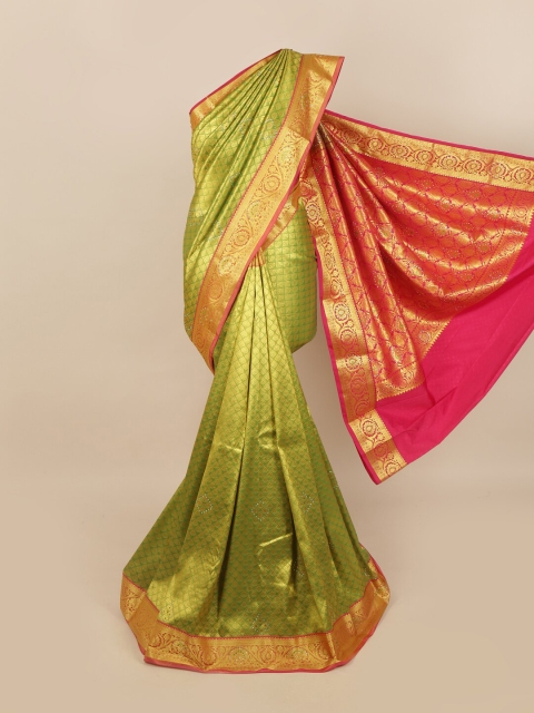 

Pothys Green & Golden Ethnic Motifs Woven Design Saree