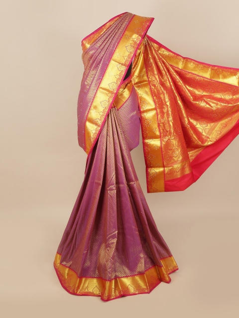 

Pothys Pink & Golden Ethnic Motifs Woven Design Saree