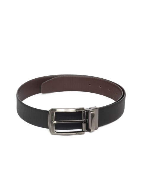 

LOUIS STITCH Men Black & Coffee Brown Chevron Patterned Leather Reversible Formal Belt