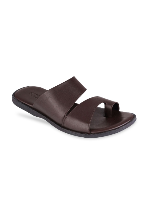 

RAPAWALK Men Brown Leather Comfort Sandals