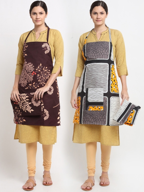 

NEUDIS Pack Of 2 Printed 210TC Aprons, Grey