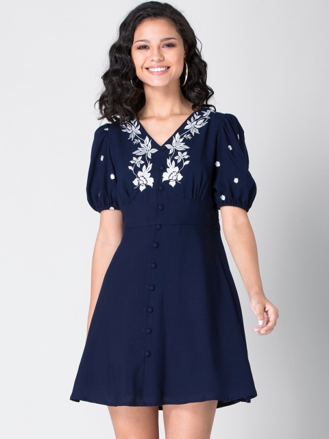 

FabAlley Navy Blue Floral Dress