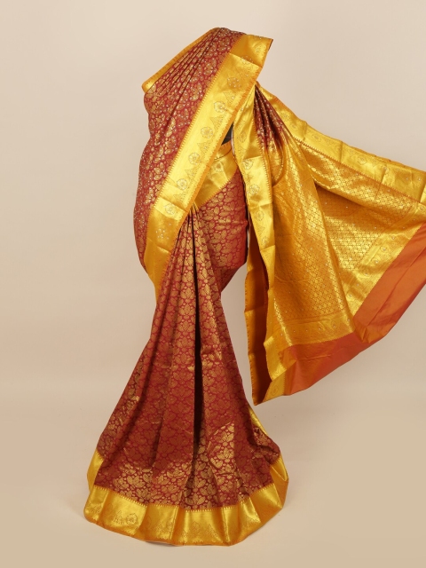 

Pothys Rust & Golden Ethnic Motifs Stone Work Saree