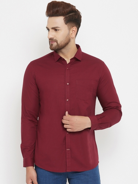 

Canary London Men Maroon Solid Slim Fit Casual Shirt
