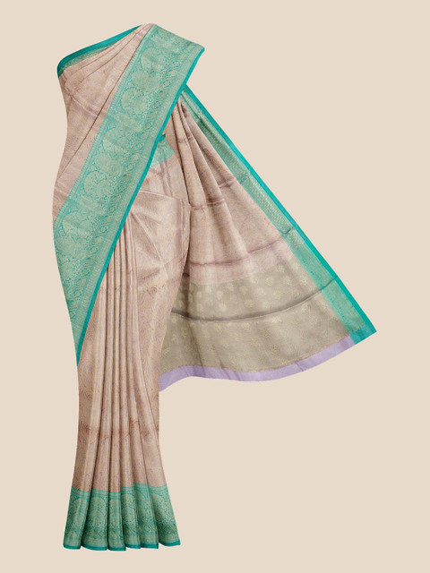 

Kalamandir Beige & Green Ethnic Motifs Banarasi Saree