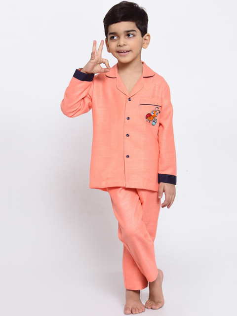 

MAXENCE Boys Peach-Coloured Night suit
